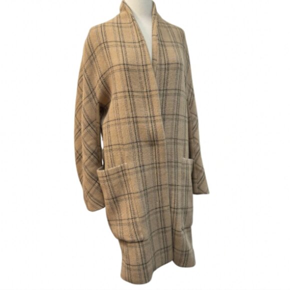 VINCE Plaid-Print Open-Front Coat Size Medium - Picture 3 of 7